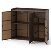 Outdoor Wicker Storage Cabinet with 3 Doors