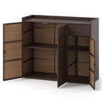 Outdoor Wicker Storage Cabinet with 3 Doors