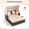 Outdoor Patio Rattan Daybed with Retractable Canopy and Side Tables