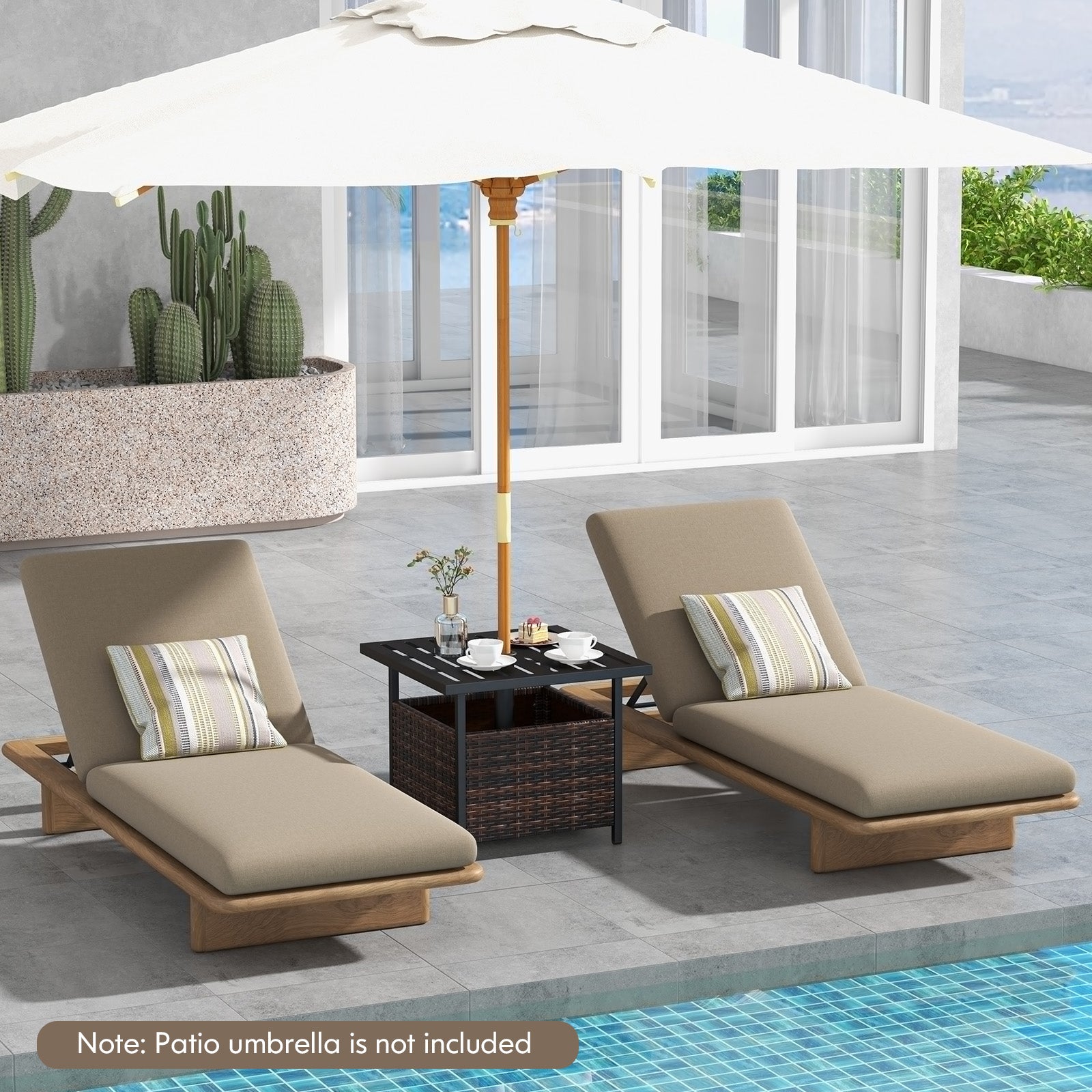 Outdoor Patio Rattan Wicker Steel Side Deck Table