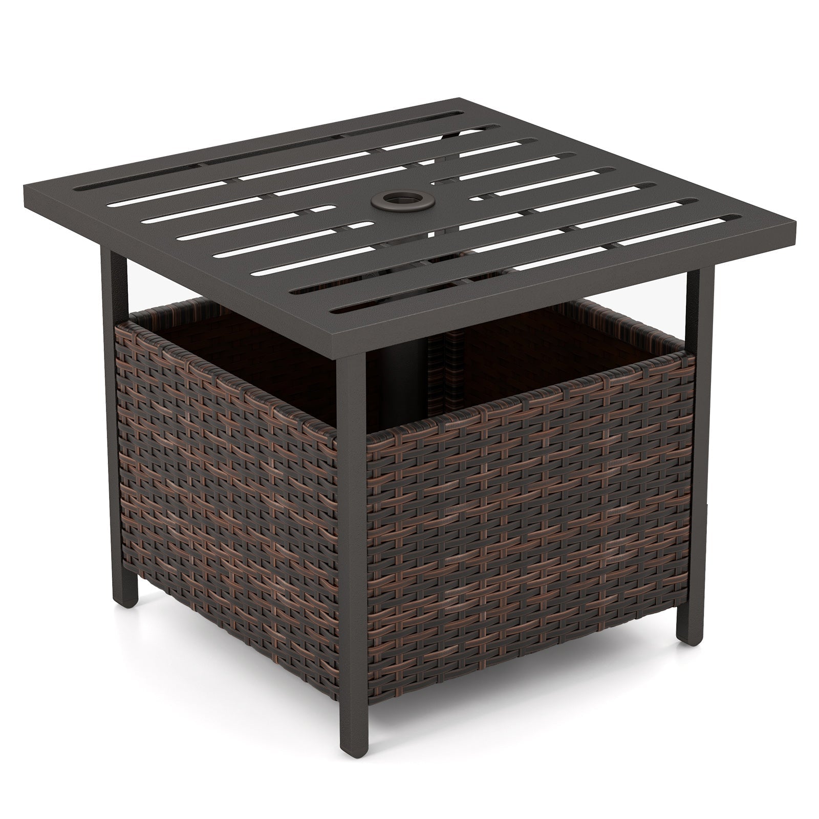 Outdoor Patio Rattan Wicker Steel Side Deck Table