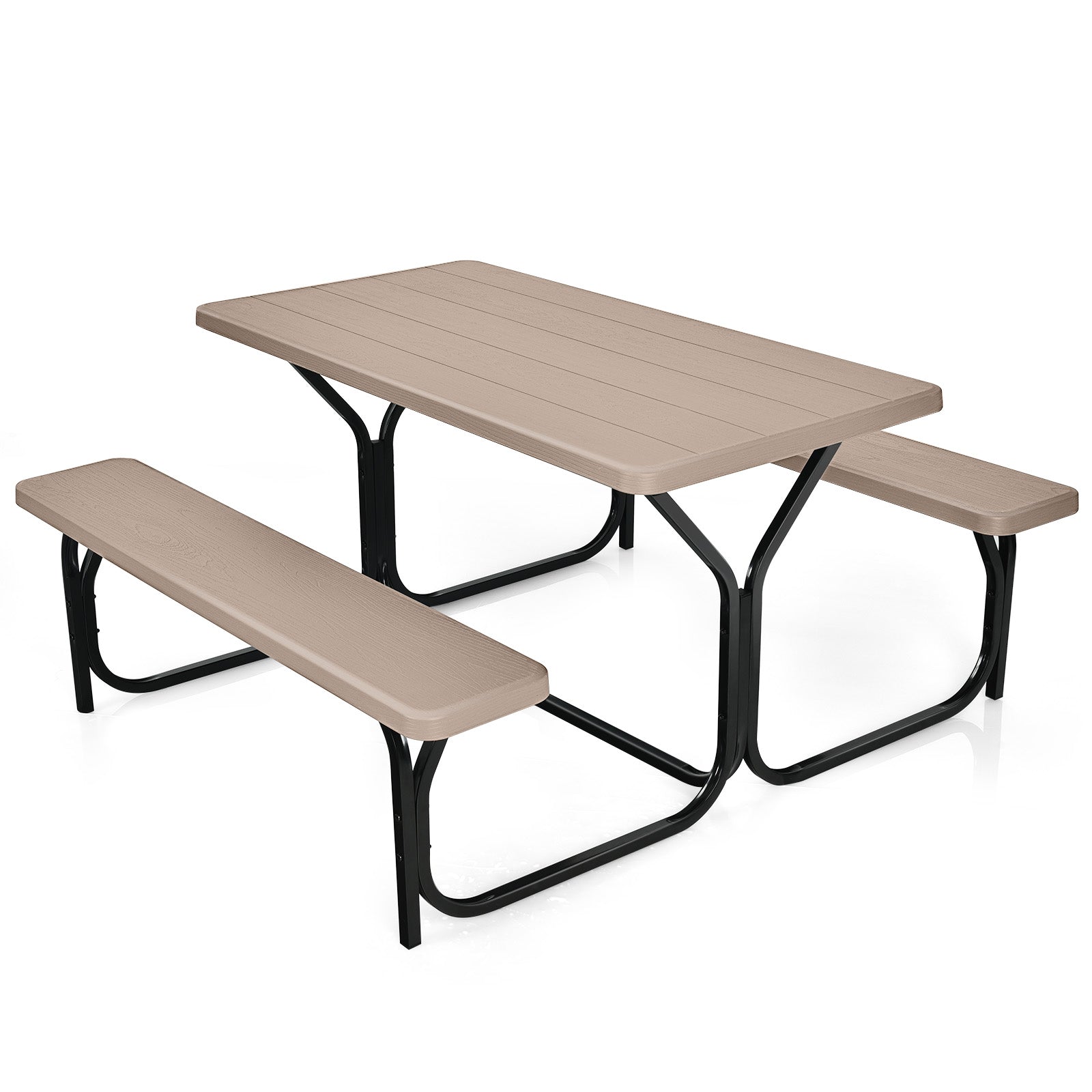 HDPE Outdoor Picnic Table Bench Set with Metal Base - available in 5 colors