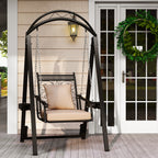 Outdoor Porch Swing with Removable Cushions and Side Tables