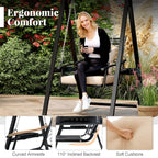 Outdoor Porch Swing with Removable Cushions and Side Tables