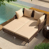 Outdoor Rattan Double Daybed Wicker Chaise Lounge