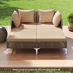 Outdoor Rattan Double Daybed Wicker Chaise Lounge