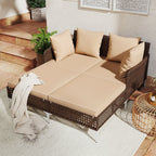 Outdoor Rattan Double Daybed Wicker Chaise Lounge