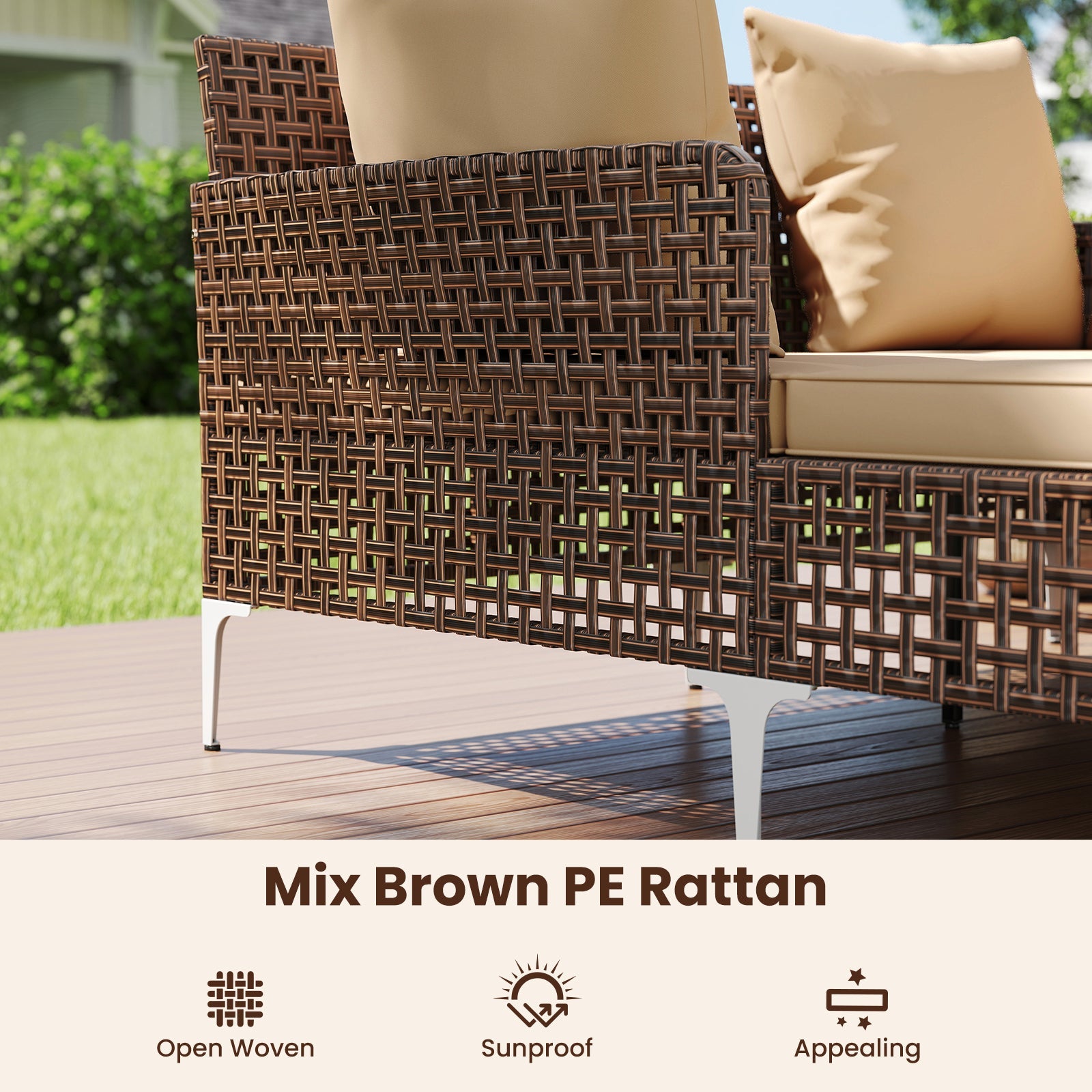 Outdoor Rattan Double Daybed Wicker Chaise Lounge