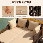 Outdoor Rattan Double Daybed Wicker Chaise Lounge