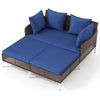 Outdoor Rattan Double Daybed Wicker Chaise Lounge