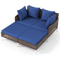 Outdoor Rattan Double Daybed Wicker Chaise Lounge