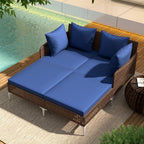 Outdoor Rattan Double Daybed Wicker Chaise Lounge