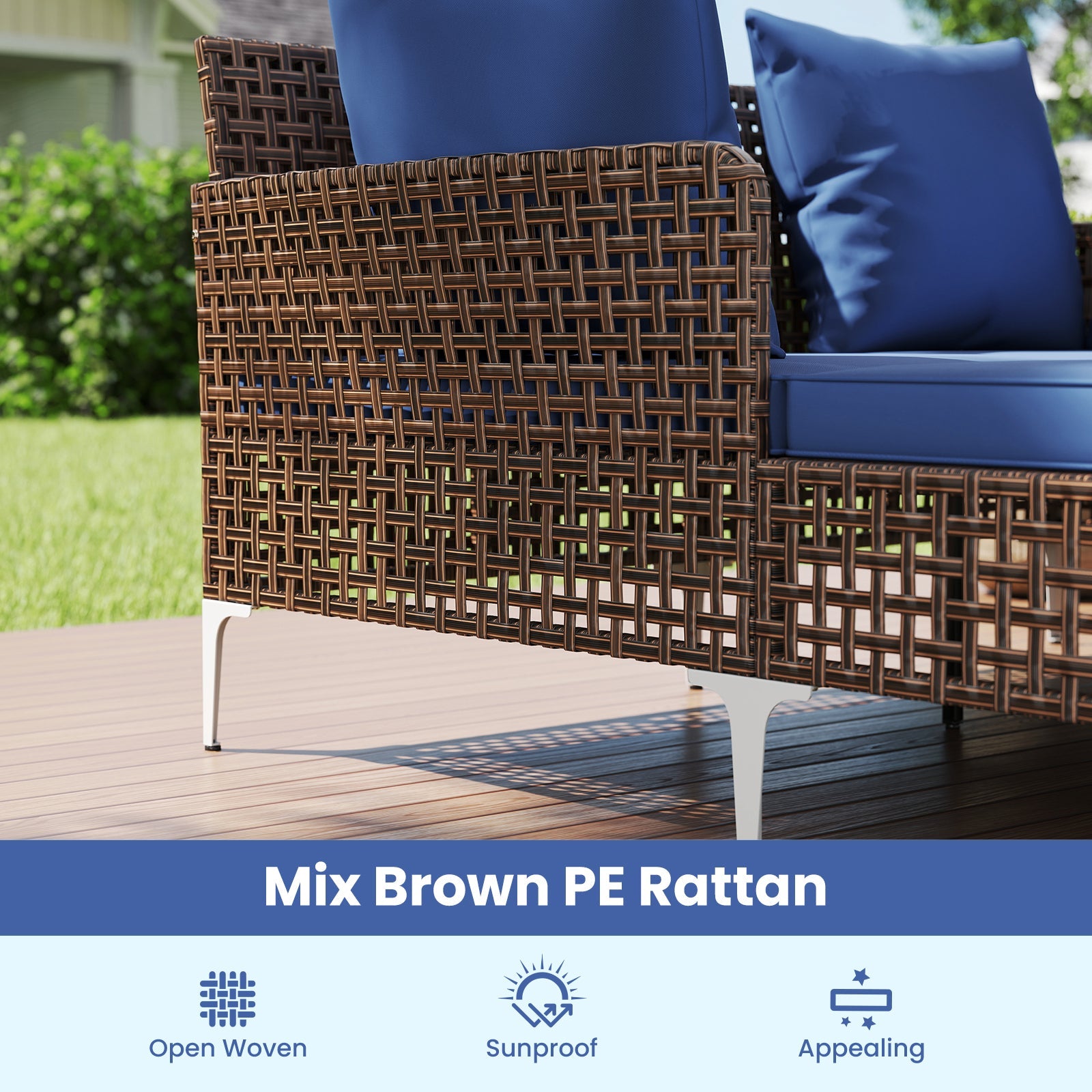 Outdoor Rattan Double Daybed Wicker Chaise Lounge