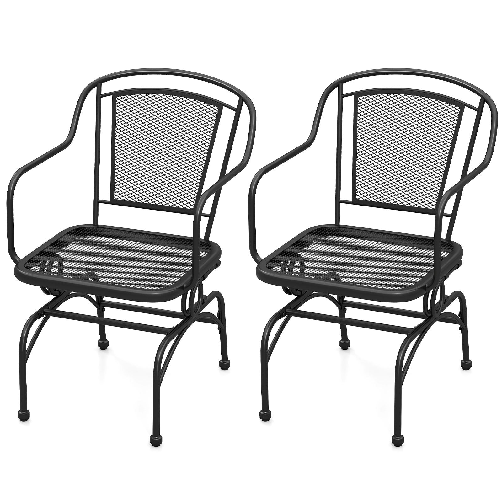 Outdoor Rocking Chair with Mesh Backrest and Seat - Set of 2