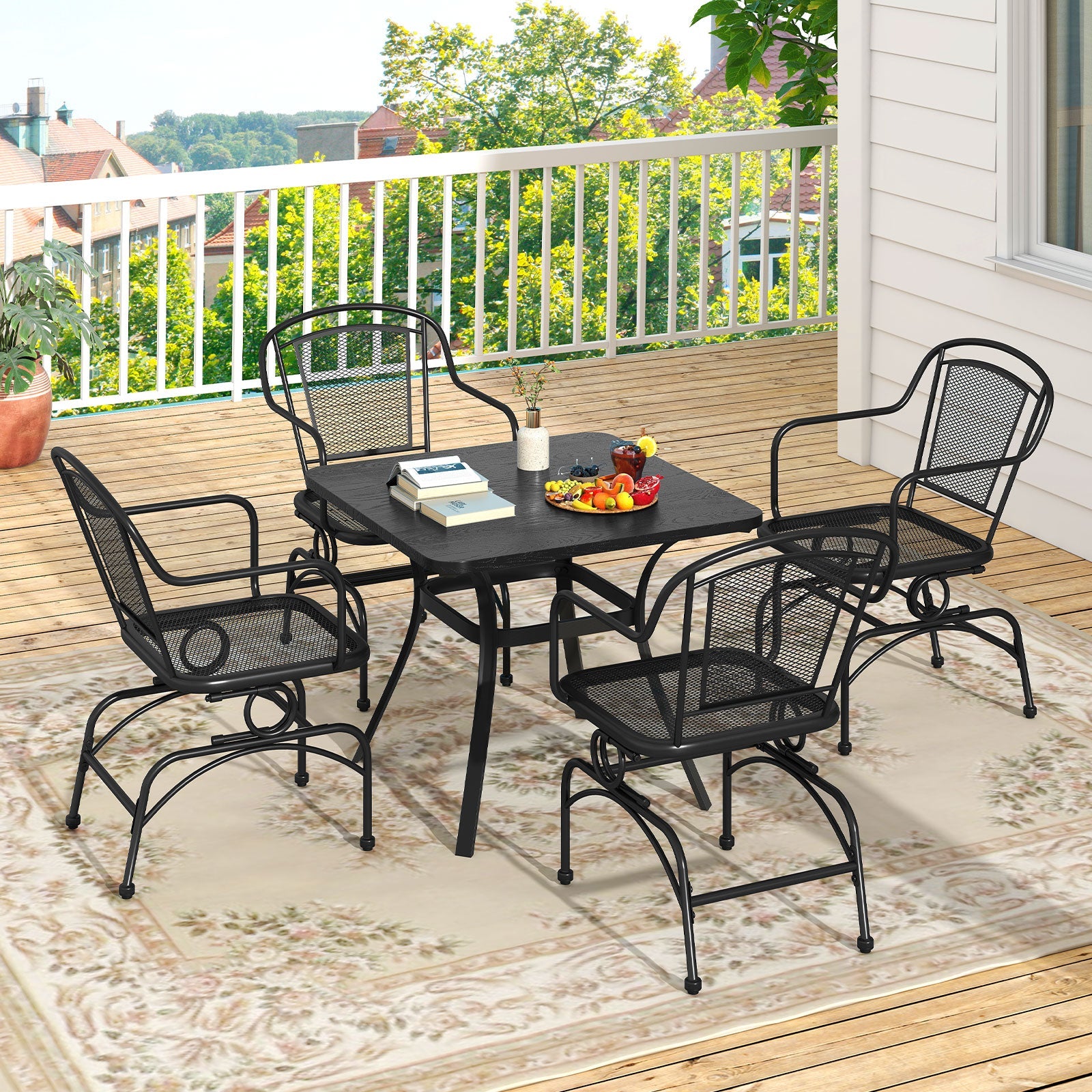 Outdoor Rocking Chair with Mesh Backrest and Seat - Set of 2