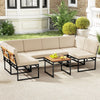 6 Piece Outdoor Sectional Sofa Set - Metal Conversation Set with Cushions