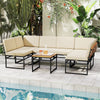 6 Piece Outdoor Sectional Sofa Set - Metal Conversation Set with Cushions