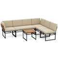 6 Piece Outdoor Sectional Sofa Set - Metal Conversation Set with Cushions