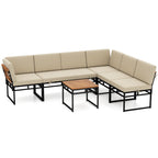 6 Piece Outdoor Sectional Sofa Set - Metal Conversation Set with Cushions