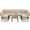 6 Piece Outdoor Sectional Sofa Set - Metal Conversation Set with Cushions