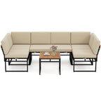 6 Piece Outdoor Sectional Sofa Set - Metal Conversation Set with Cushions