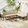 6 Piece Outdoor Sectional Sofa Set - Metal Conversation Set with Cushions