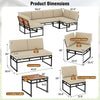 6 Piece Outdoor Sectional Sofa Set - Metal Conversation Set with Cushions