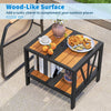 Outdoor Side Table with Umbrella Hole and Storage Shelf