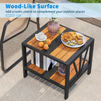 Outdoor Side Table with Umbrella Hole and Storage Shelf