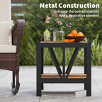 Outdoor Side Table with Umbrella Hole and Storage Shelf