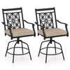 Outdoor Swivel Bar Stools Set of 2 with Seat Cushions