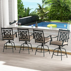 Outdoor Swivel Bar Stools Set of 2 with Seat Cushions