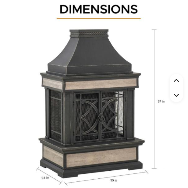 Outdoor Fireplace, Stone Look Tile Wood Burning Steel Fireplace with Chimney, and Removable Grate