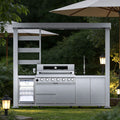 Outdoor Kitchen Island | 94.3 " wide | 6 Burner Stainless Steel | with Sink & Fridge - Outdoor BBQ Kitchen With Top