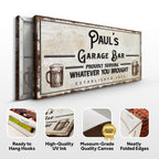 Personalized Rustic Garage Bar Sign for Home Bar