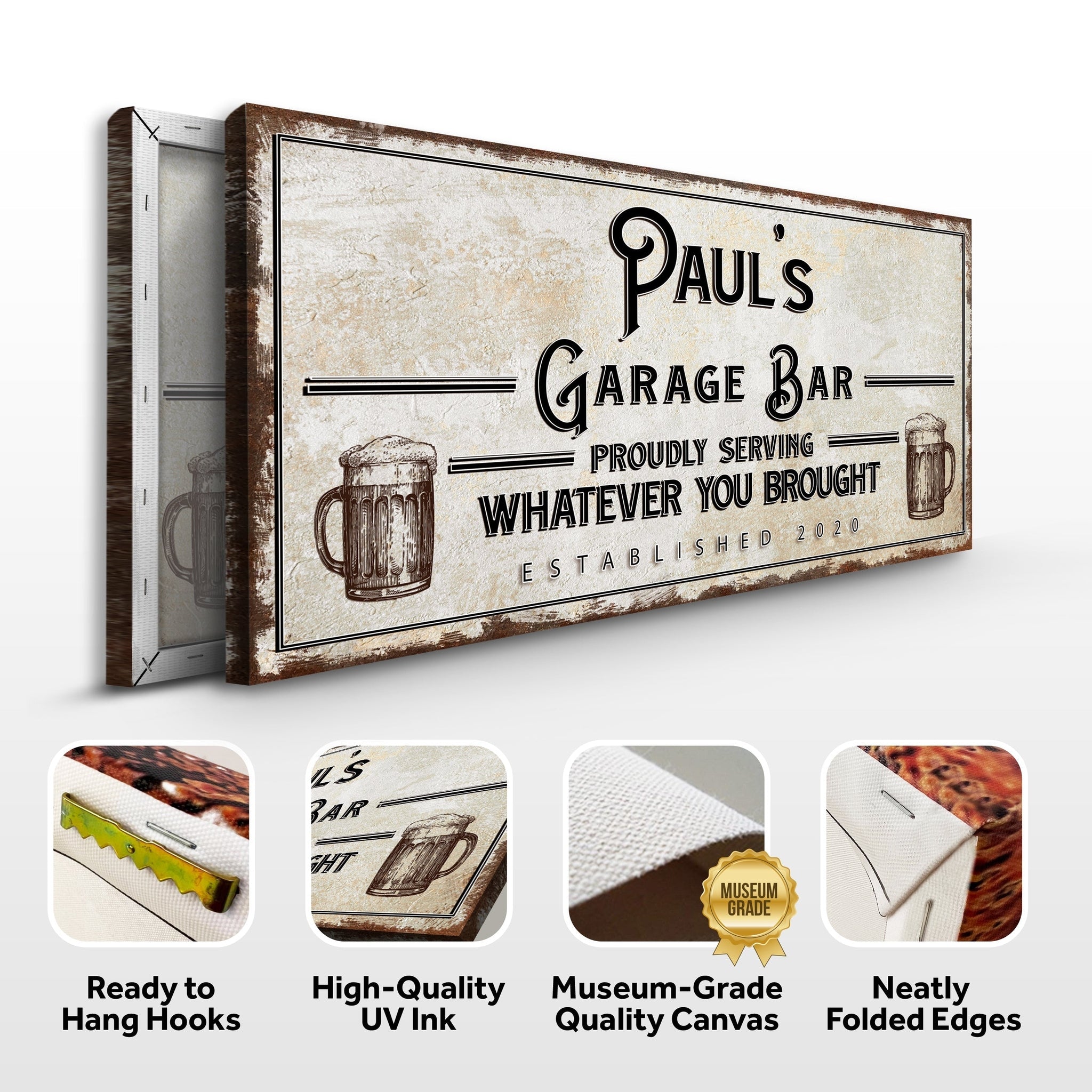 Personalized Rustic Garage Bar Sign for Home Bar