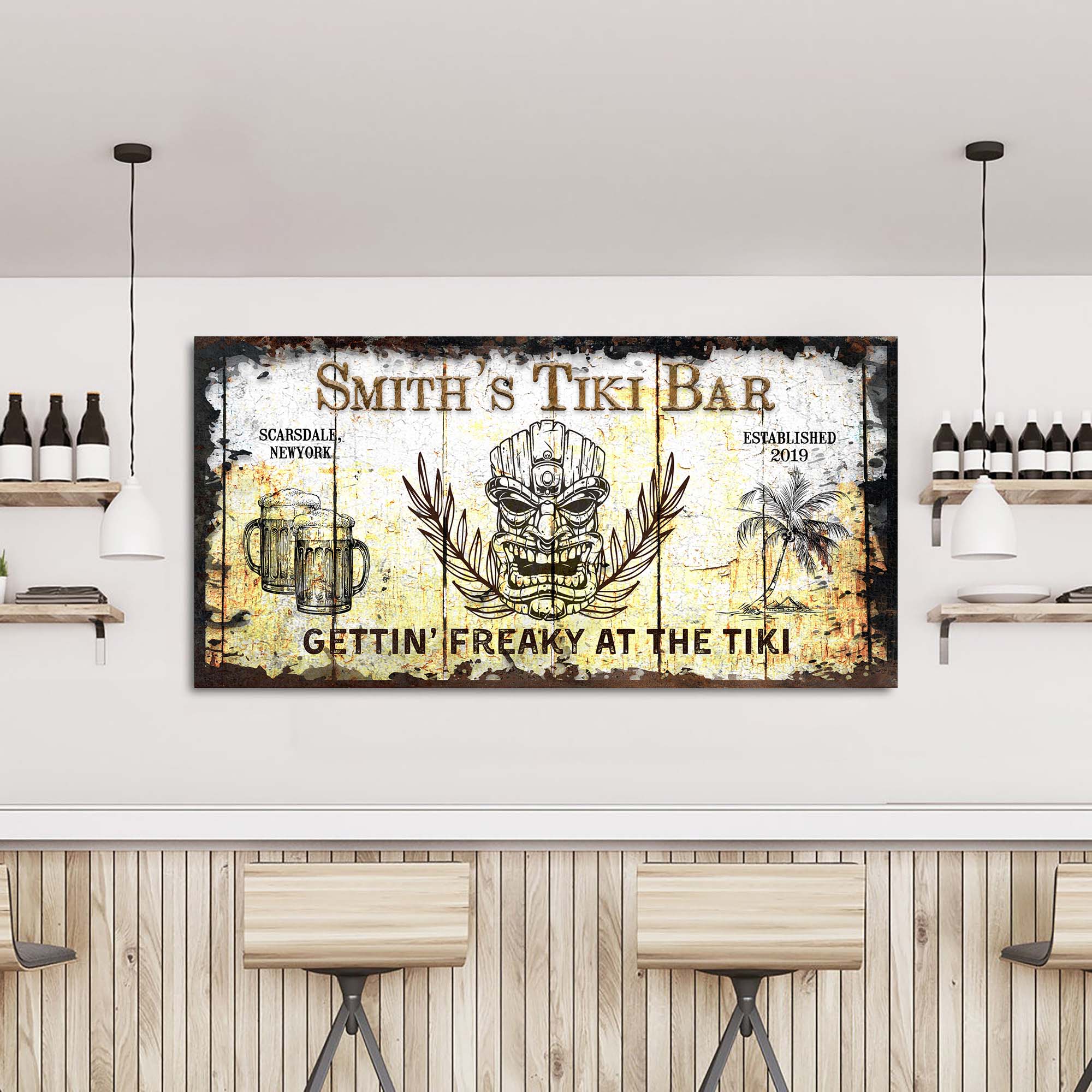 Personalized Tiki Bar Sign: Custom Bar Signs for Home Bar – Ideal For Your Backyard Bar Or Man Cave Decor