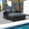 Wicker Outdoor Daybed with 4-Level Adjustable Backrest and Storage Ottoman