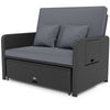 Wicker Outdoor Daybed with 4-Level Adjustable Backrest and Storage Ottoman