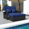Wicker Outdoor Daybed with 4-Level Adjustable Backrest and Storage Ottoman