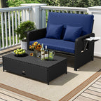 Wicker Outdoor Daybed with 4-Level Adjustable Backrest and Storage Ottoman