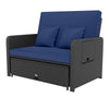 Wicker Outdoor Daybed with 4-Level Adjustable Backrest and Storage Ottoman