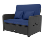 Wicker Outdoor Daybed with 4-Level Adjustable Backrest and Storage Ottoman