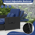 Wicker Outdoor Daybed with 4-Level Adjustable Backrest and Storage Ottoman