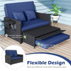 Wicker Outdoor Daybed with 4-Level Adjustable Backrest and Storage Ottoman