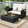 Wicker Outdoor Daybed with 4-Level Adjustable Backrest and Storage Ottoman