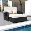 Wicker Outdoor Daybed with 4-Level Adjustable Backrest and Storage Ottoman