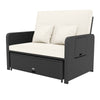 Wicker Outdoor Daybed with 4-Level Adjustable Backrest and Storage Ottoman