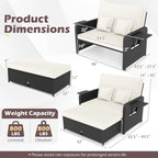 Wicker Outdoor Daybed with 4-Level Adjustable Backrest and Storage Ottoman