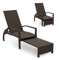 Patio Chaise Lounge - Rattan Lounge Chair with Retractable Ottoman
